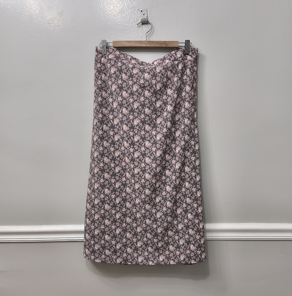 Arula SizeC ( 3X) Floral Skirt Elastic Waistband Pink Career Office Workwear Y2K